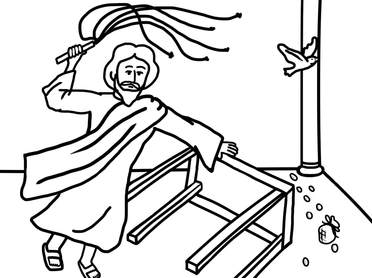 Jesus cleaning out the temple coloring sheet