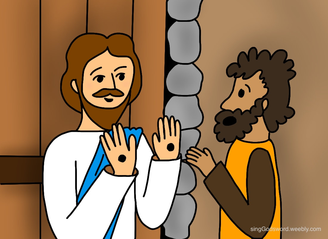 Free children class material going over Jesus appearing to the apostles. It includes a new song, craft print off, coloring sheet, and teacher worksheet. singGodsword.weebly.com