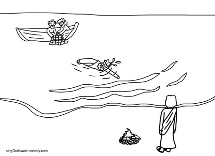 Jesus appears by the sea shore free kids bible class material. It includes a new song, coloring sheet, activity page, and teacher worksheet. singGodsword.weebly.com