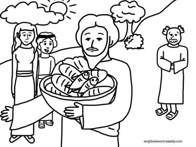 Teach children about Jesus feeding 5,000 men with a new song, coloring sheet, and craft.