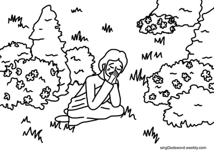 Jesus praying in the garden children bible class material. Free new song, coloring sheet, print, and teacher worksheet. singGodsword.weebly.com
